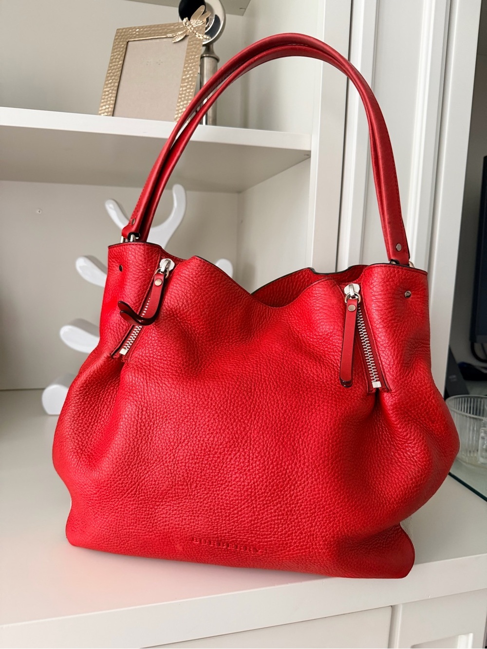 Burberry Red Leather Shoulder Bag